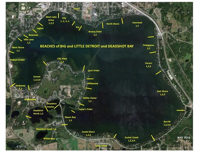 Map of locations for beach captains of the LDA.